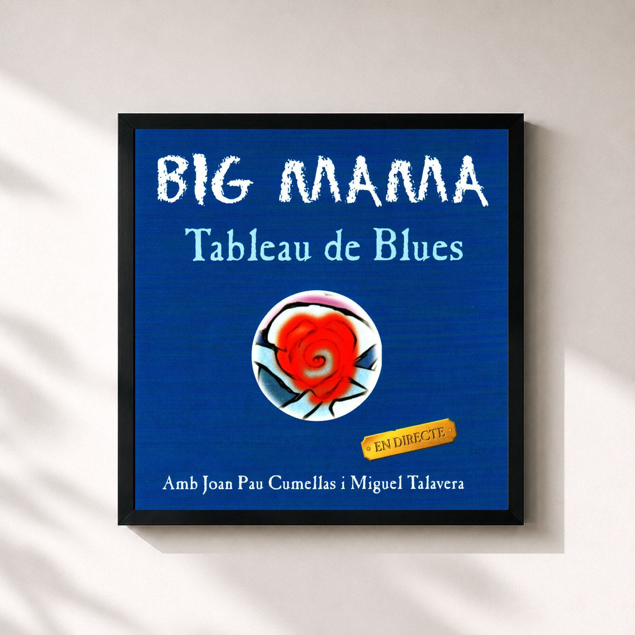 #noir Tableau carré de l'album Tableau de Blues de Big Mama, cadre noir 32x32 cm