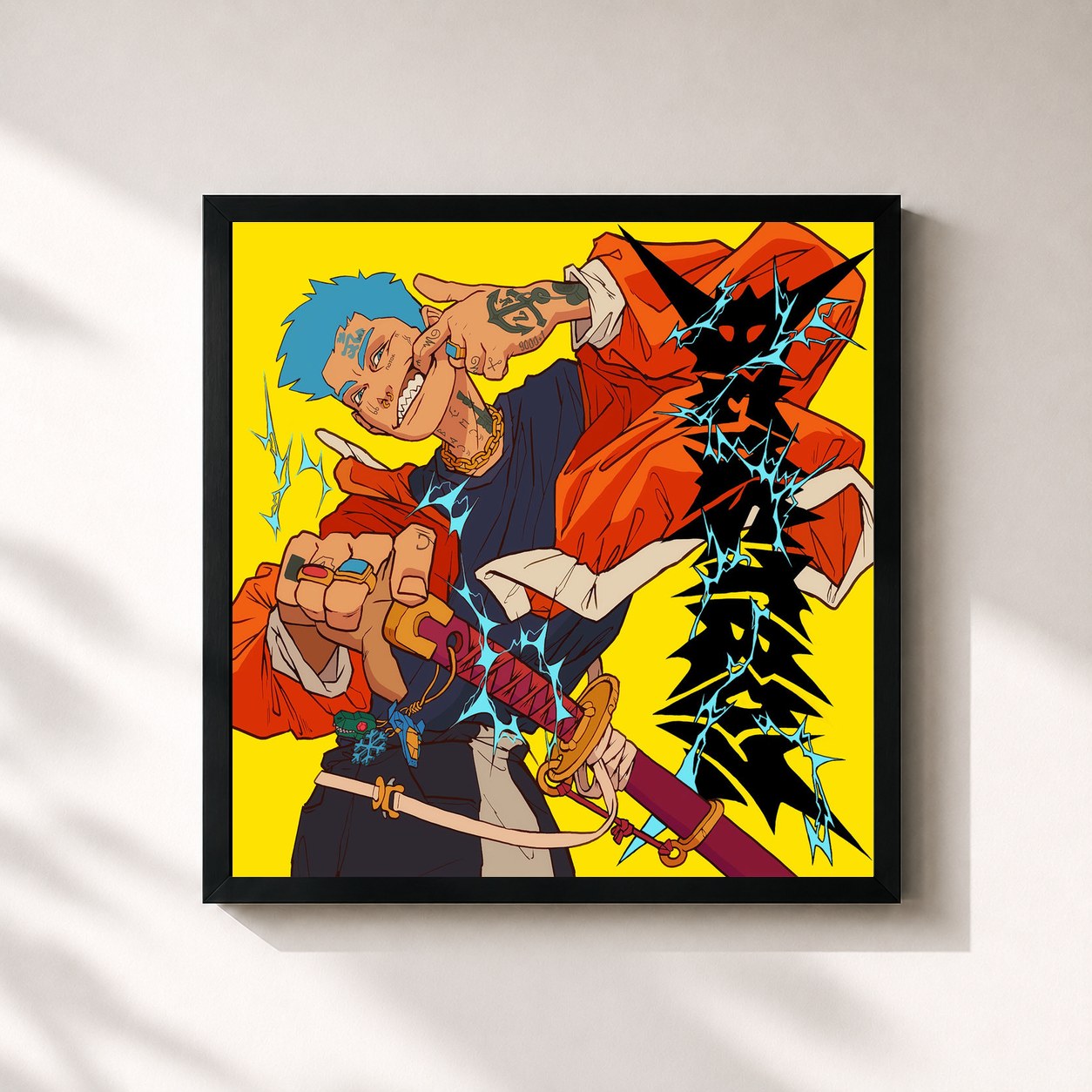 #noir Tableau carré de l'album PARANORMAL-FLOWMACHINE de beastboy  , cadre noir 32x32 cm