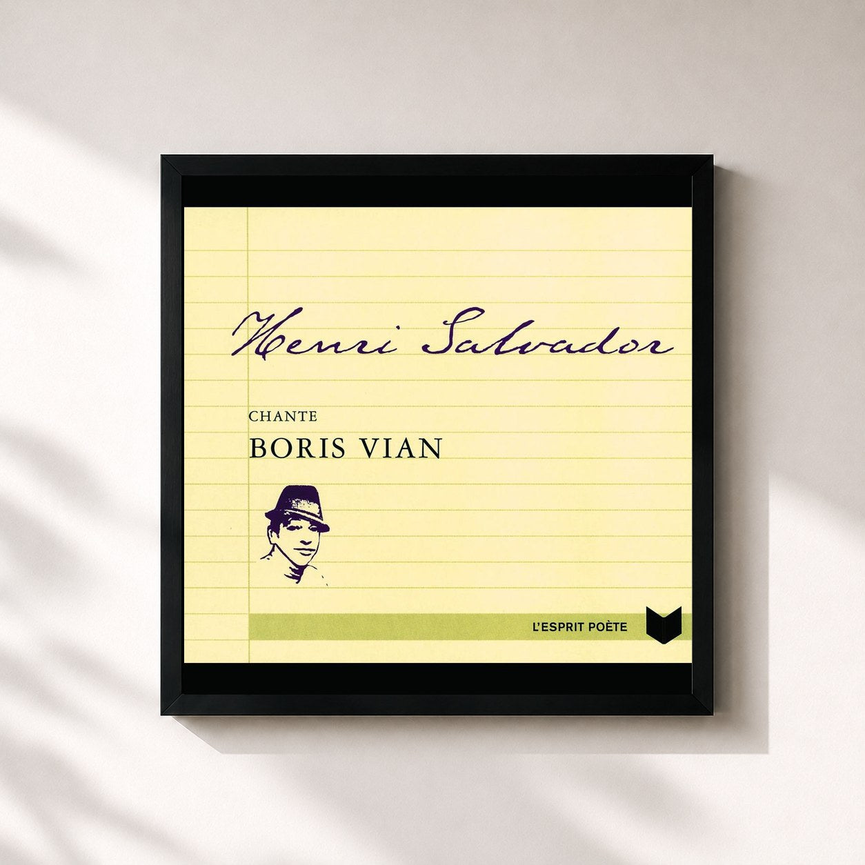 #noir Tableau carré de l'album Henri Salvador Chante Boris Vian de Henri Salvador, cadre noir 32x32 cm