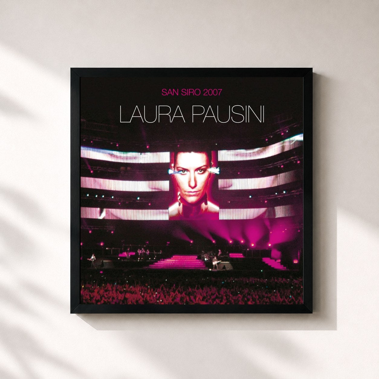 #noir Tableau carré de l'album San Siro 2007 de Laura Pausini, cadre noir 32x32 cm