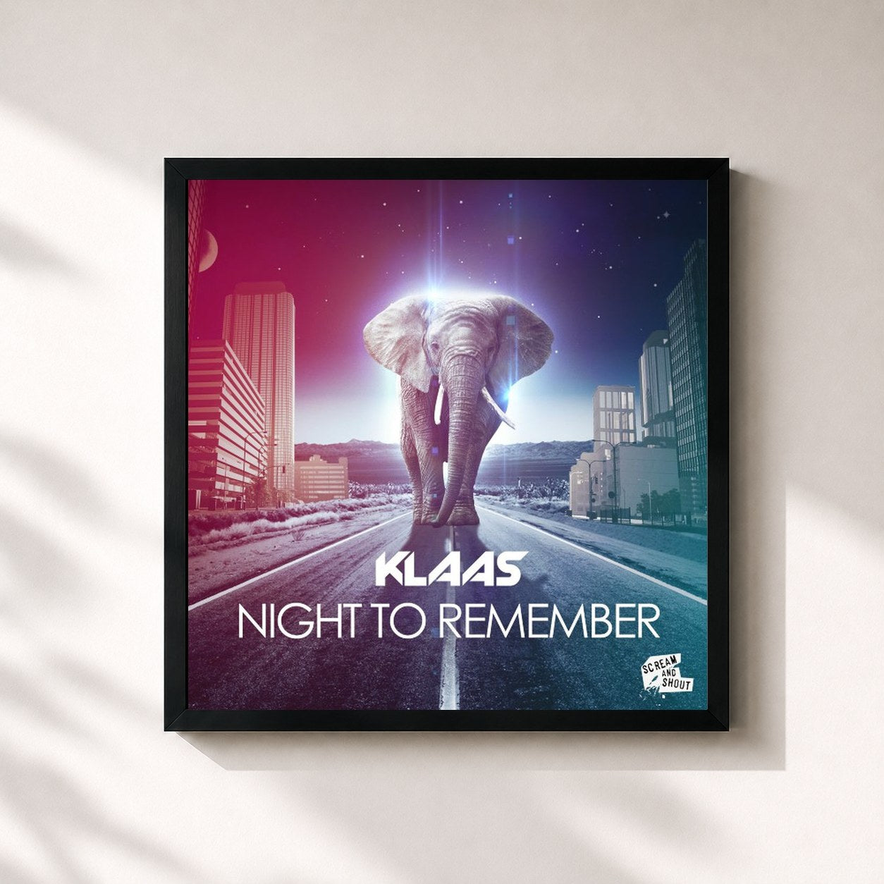 #noir Tableau carré de l'album Night to Remember de Klaas, cadre noir 32x32 cm