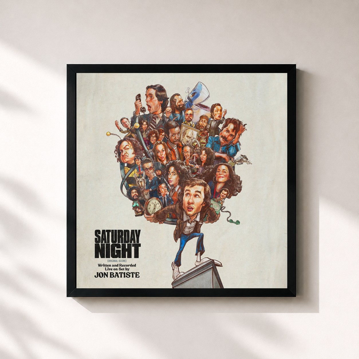 #noir Tableau carré de l'album Saturday Night (Original Score) de Jon Batiste, cadre noir 32x32 cm