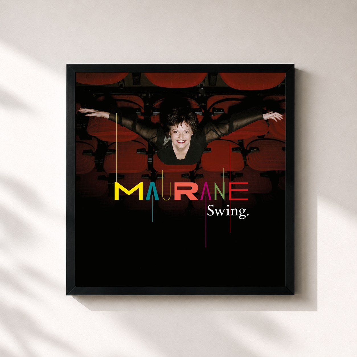 #noir Tableau carré de l'album Swing de Maurane, cadre noir 32x32 cm