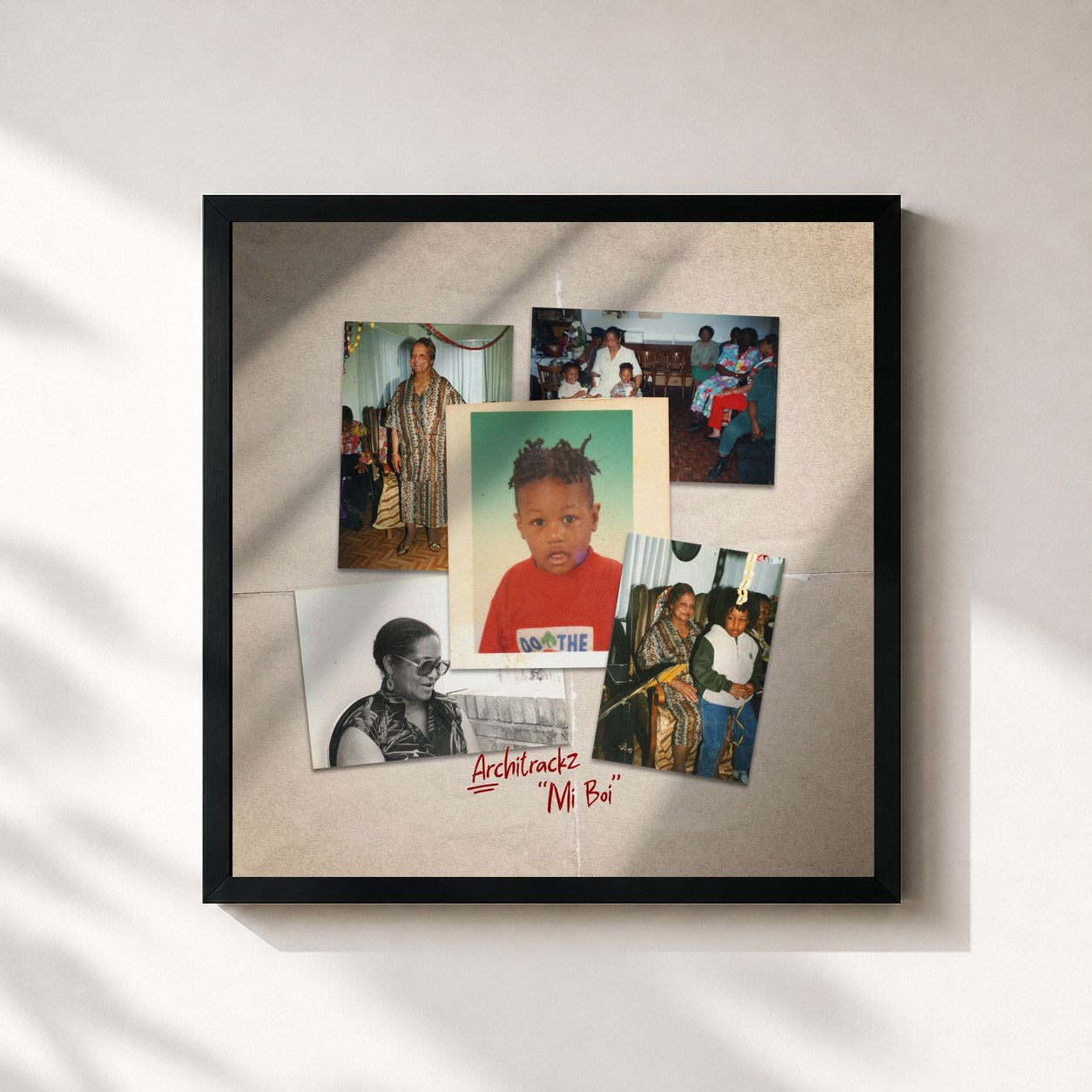 #noir Tableau carré de l'album Mi Boi de Architrackz, cadre noir 32x32 cm