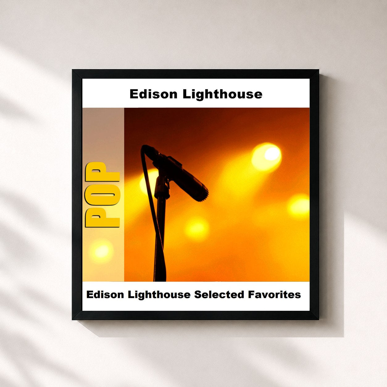 #noir Tableau carré de l'album Edison Lighthouse Selected Favorites de Edison Lighthouse, cadre noir 32x32 cm