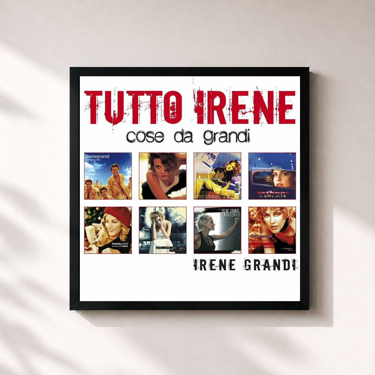#noir Tableau carré de l'album Tutto Irene "Cose da Grandi" de Irene Grandi, cadre noir 32x32 cm