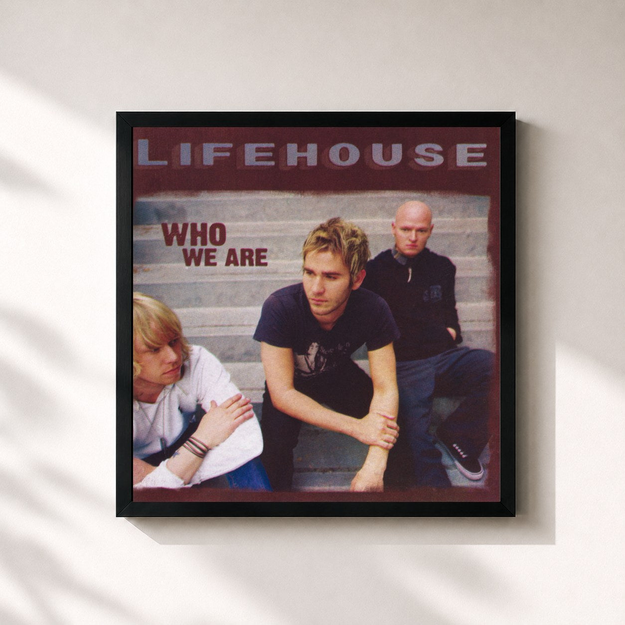 #noir Tableau carré de l'album Who We Are (Expanded Edition) de Lifehouse, cadre noir 32x32 cm