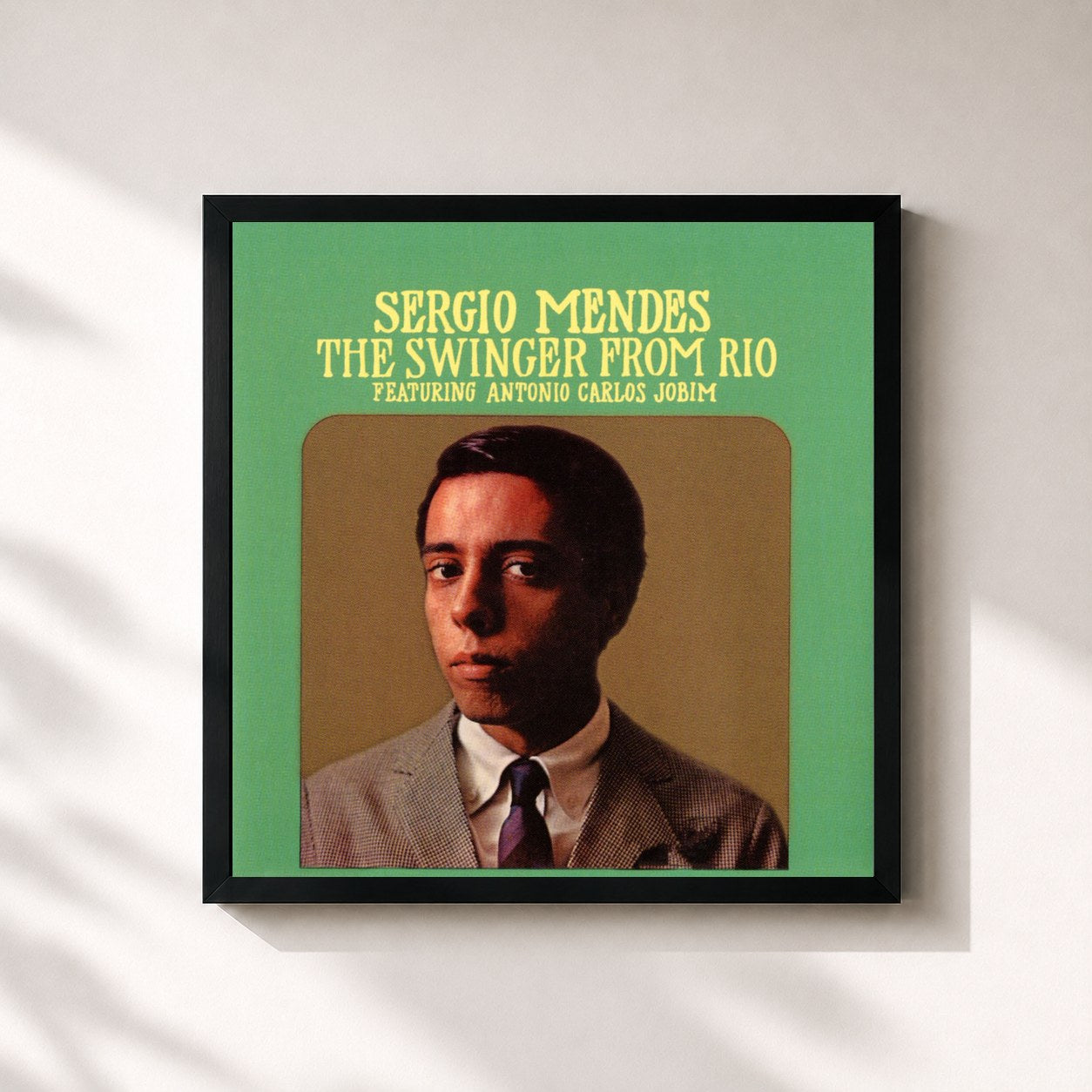 #noir Tableau carré de l'album The Swinger From Rio de Sergio Mendes, cadre noir 32x32 cm