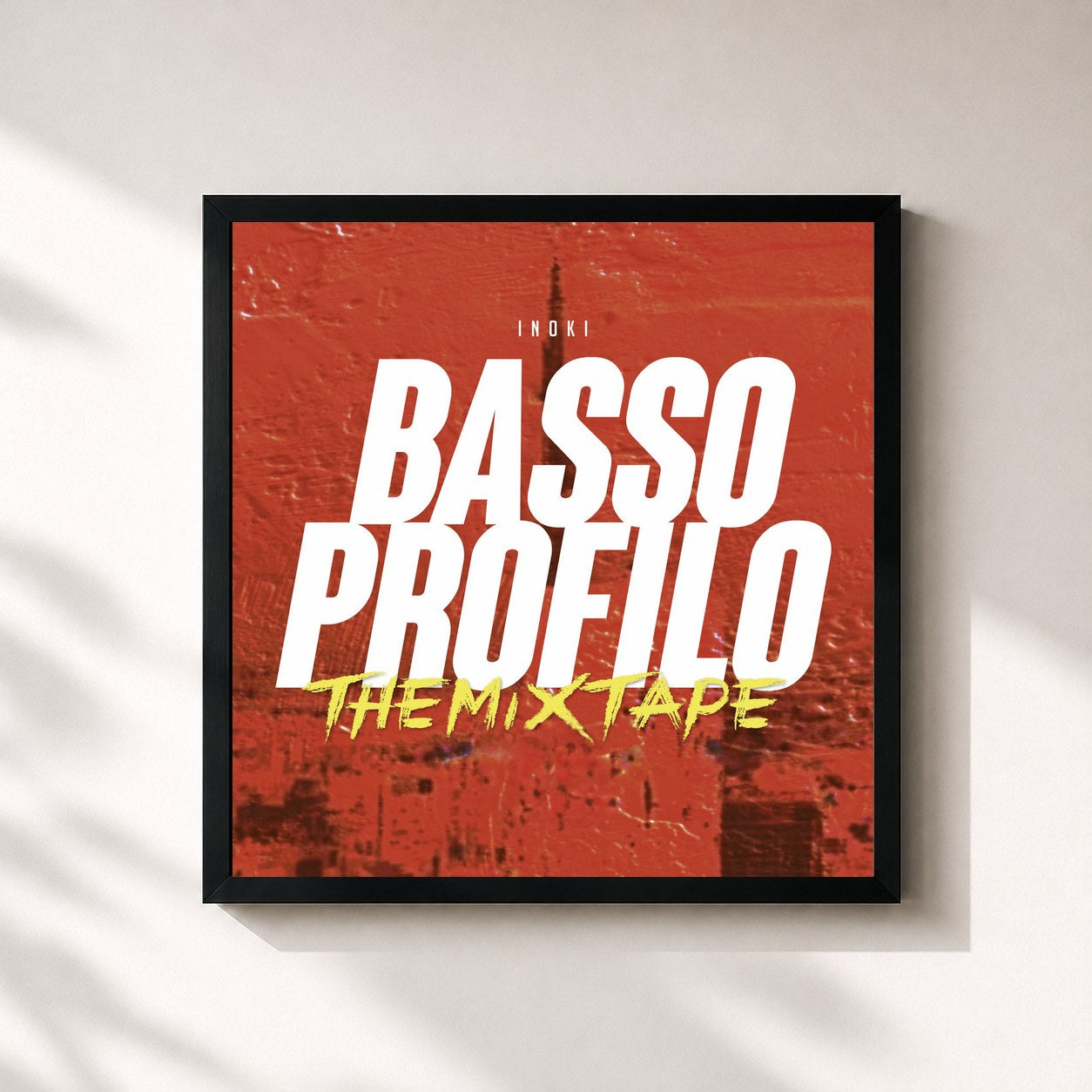 #noir Tableau carré de l'album Basso profilo: The Mixtape de Inoki, cadre noir 32x32 cm