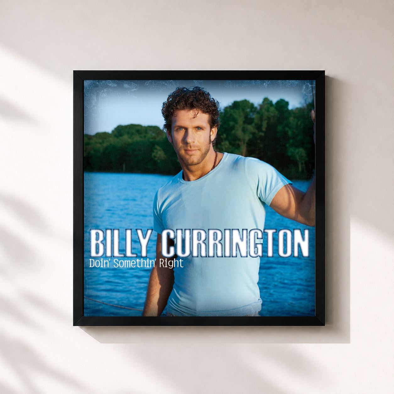 #noir Tableau carré de l'album Doin' Somethin' Right de Billy Currington, cadre noir 32x32 cm