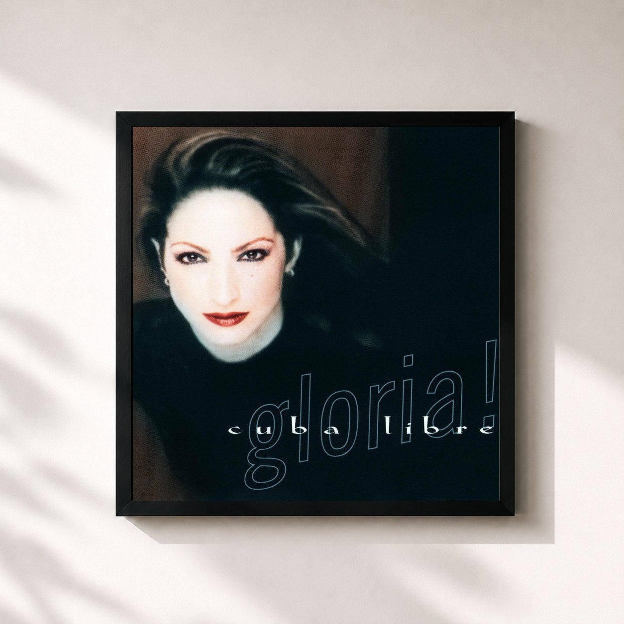 #noir Tableau carré de l'album Cuba Libre de Gloria Estefan, cadre noir 32x32 cm