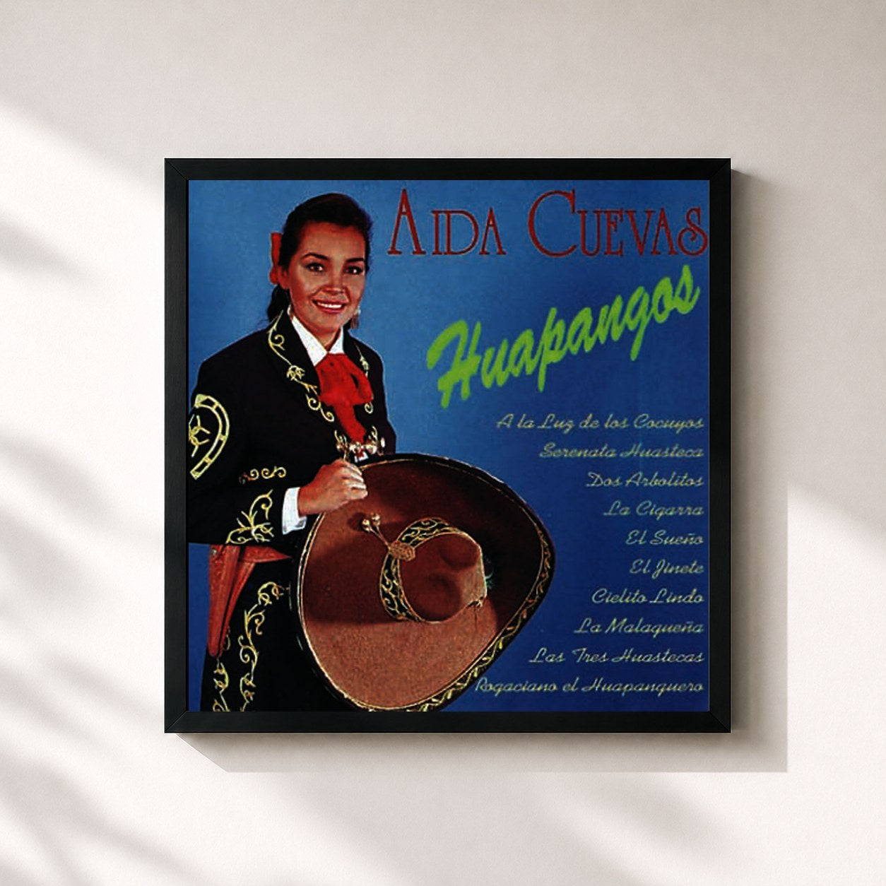 #noir Tableau carré de l'album Huapangos de Aida Cuevas, cadre noir 32x32 cm