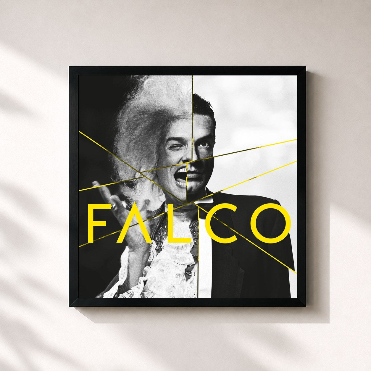 #noir Tableau carré de l'album FALCO 60 de Falco, cadre noir 32x32 cm