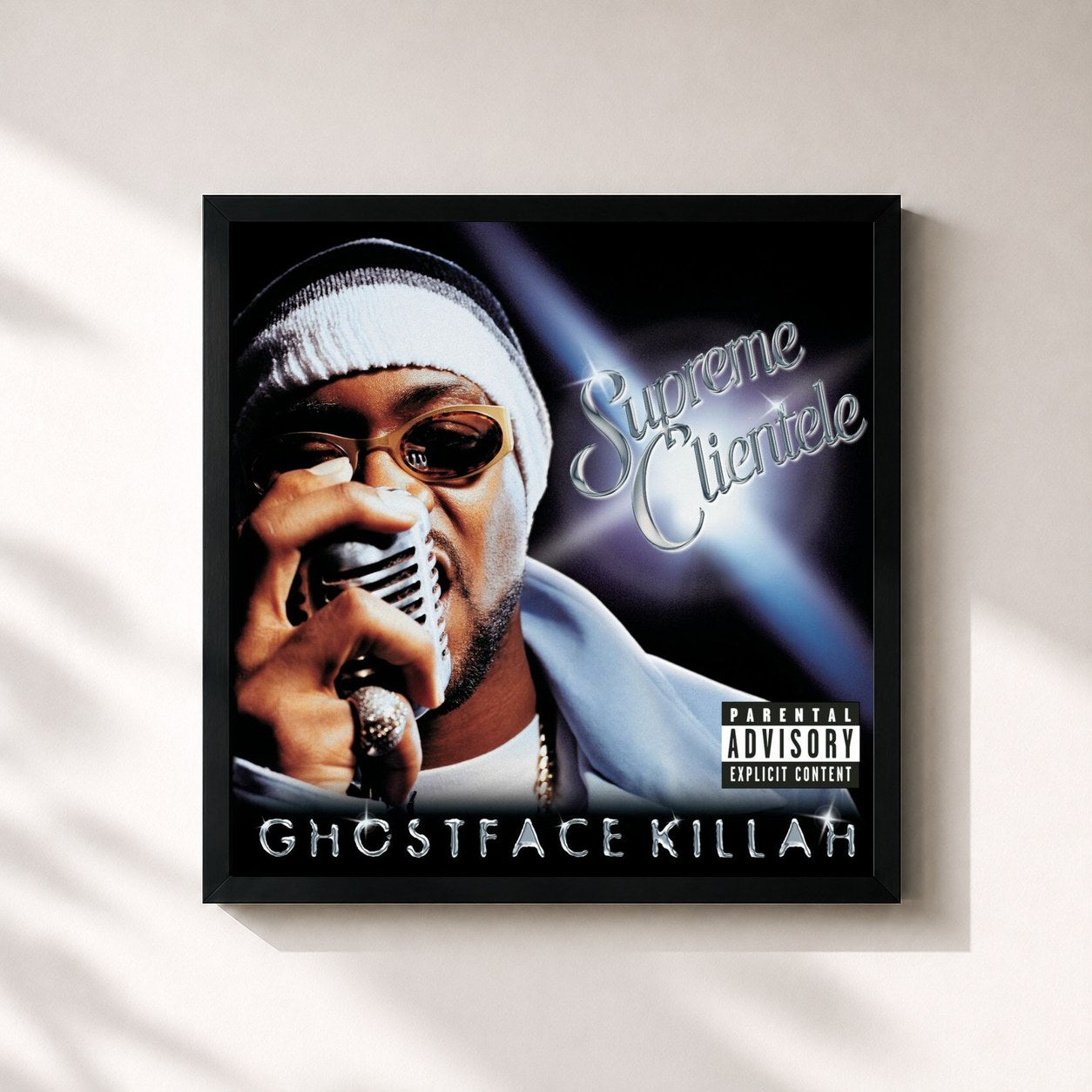 #noir Tableau carré de l'album Supreme Clientele de Ghostface Killah, cadre noir 32x32 cm
