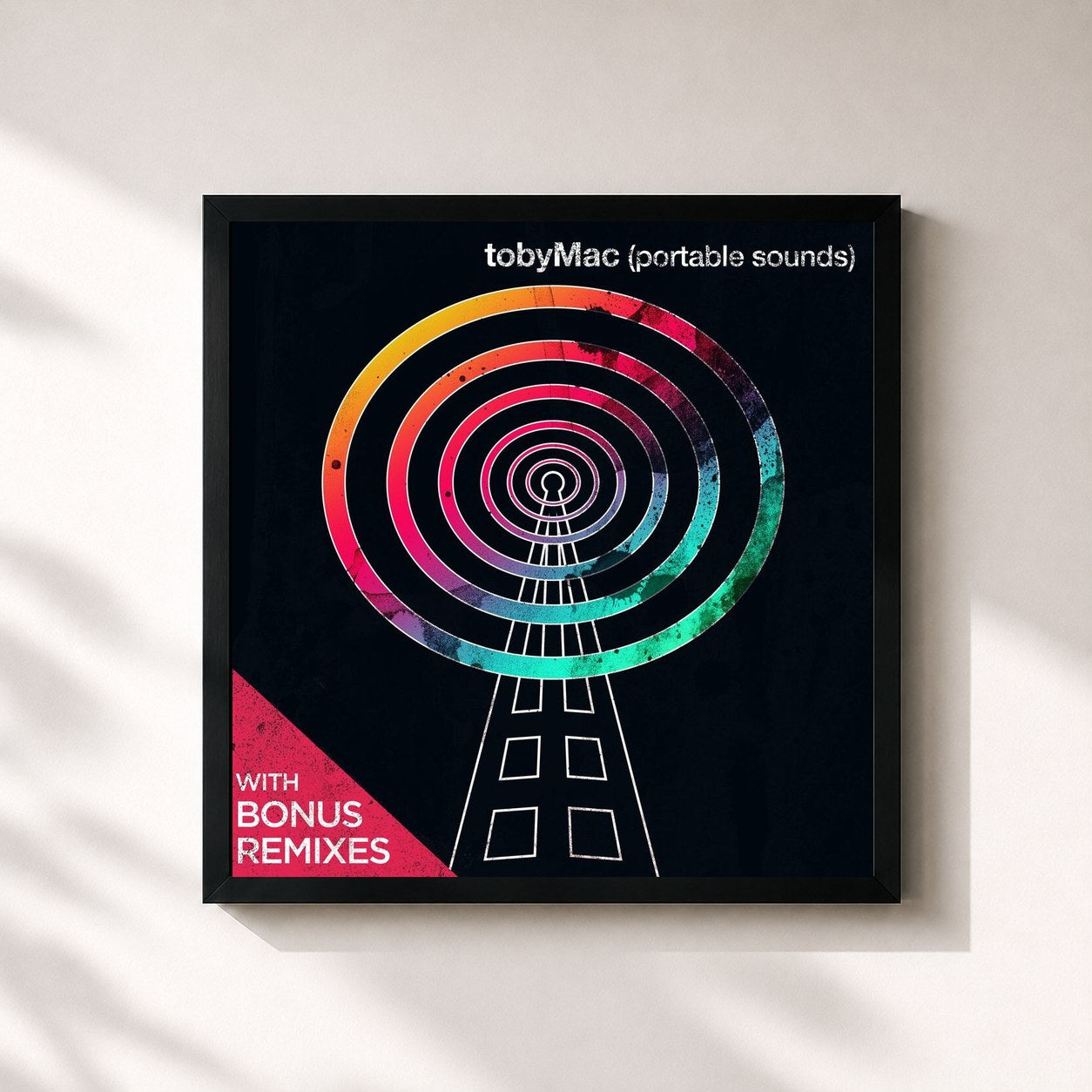 #noir Tableau carré de l'album Portable Sounds (With Bonus Remixes) de tobyMac, cadre noir 32x32 cm