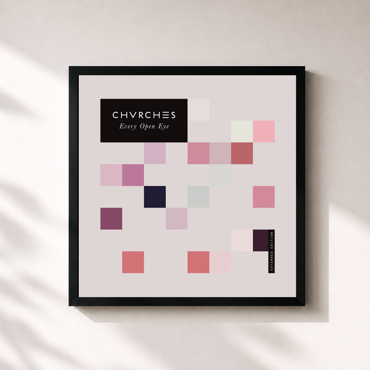 #noir Tableau carré de l'album Every Open Eye (Extended Edition) de CHVRCHES, cadre noir 32x32 cm