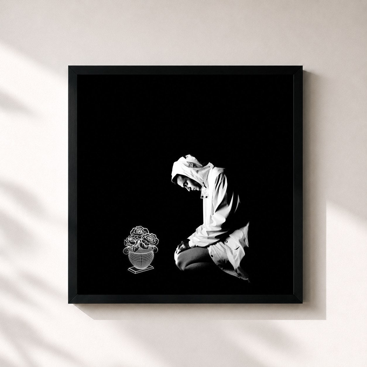 #noir Tableau carré de l'album A.I. de Mr.Kitty, cadre noir 32x32 cm