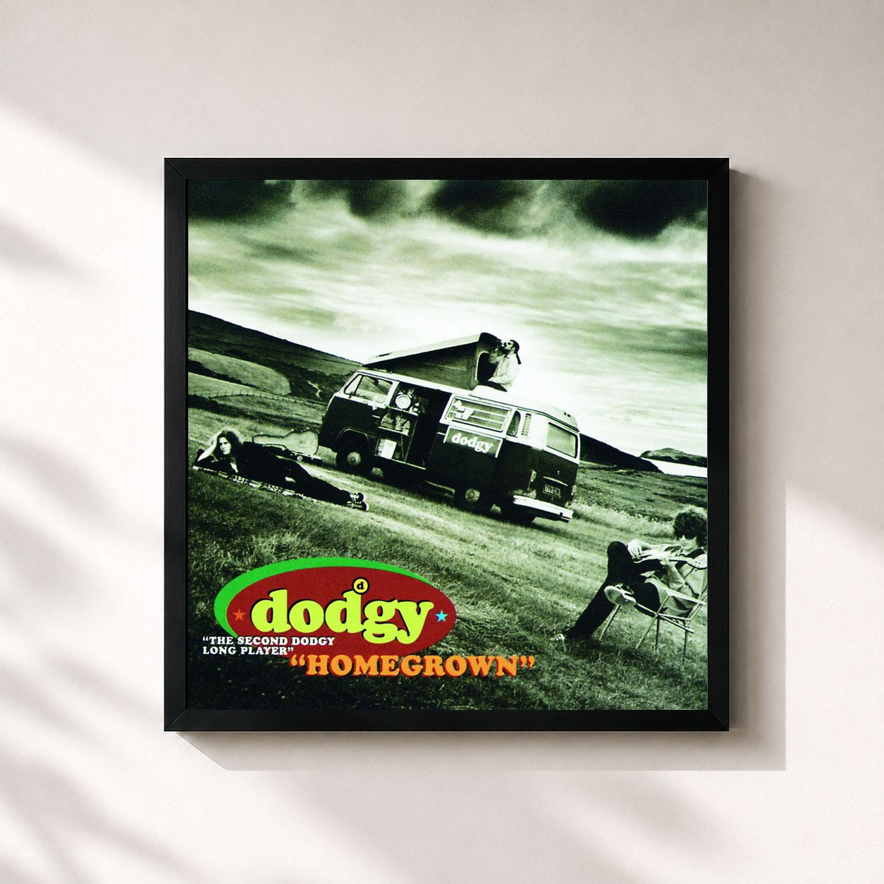 #noir Tableau carré de l'album Homegrown de Dodgy, cadre noir 32x32 cm
