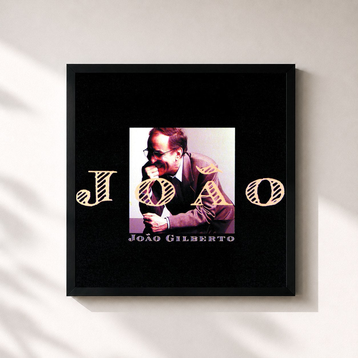 #noir Tableau carré de l'album Joao de João Gilberto, cadre noir 32x32 cm