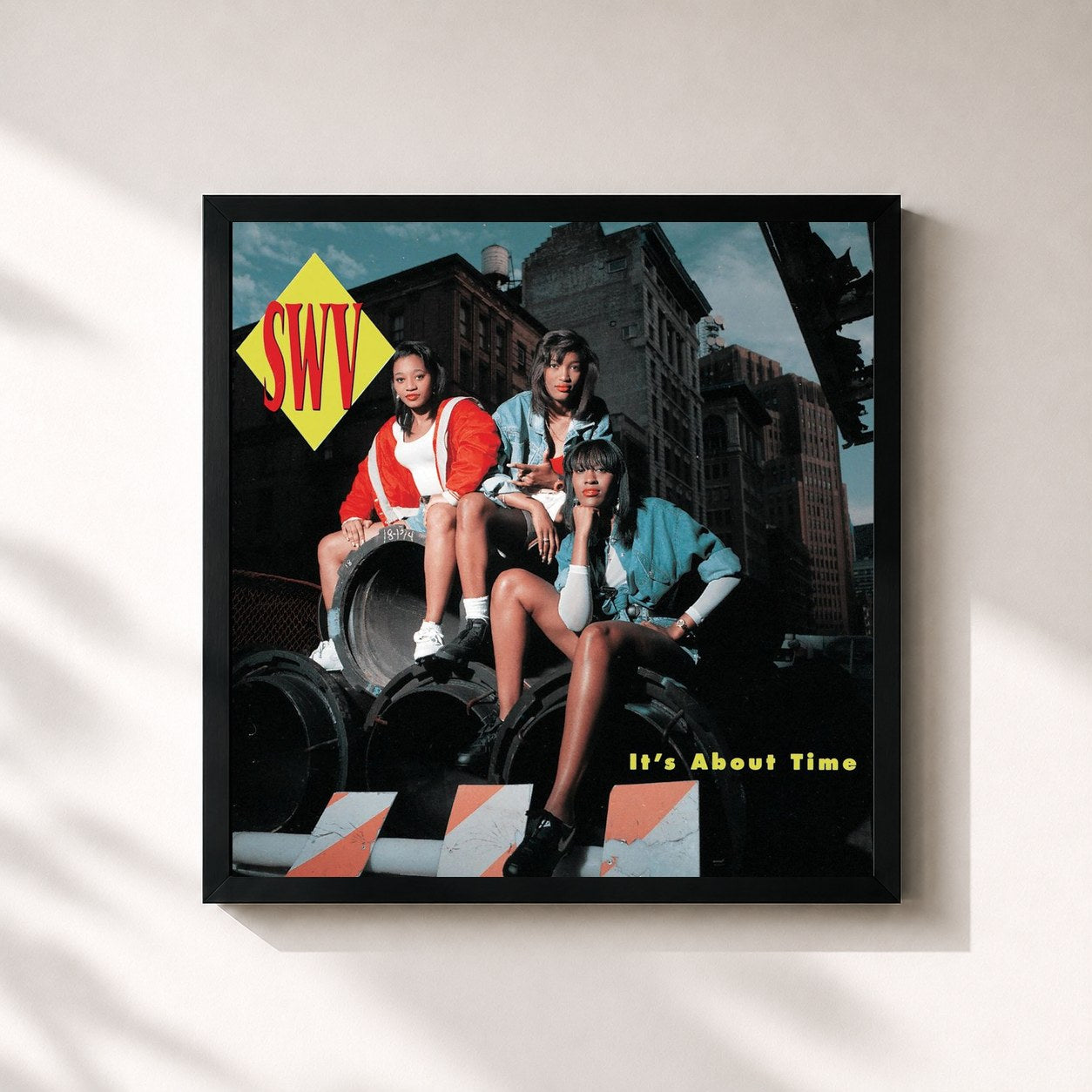 #noir Tableau carré de l'album It's About Time de SWV, cadre noir 32x32 cm