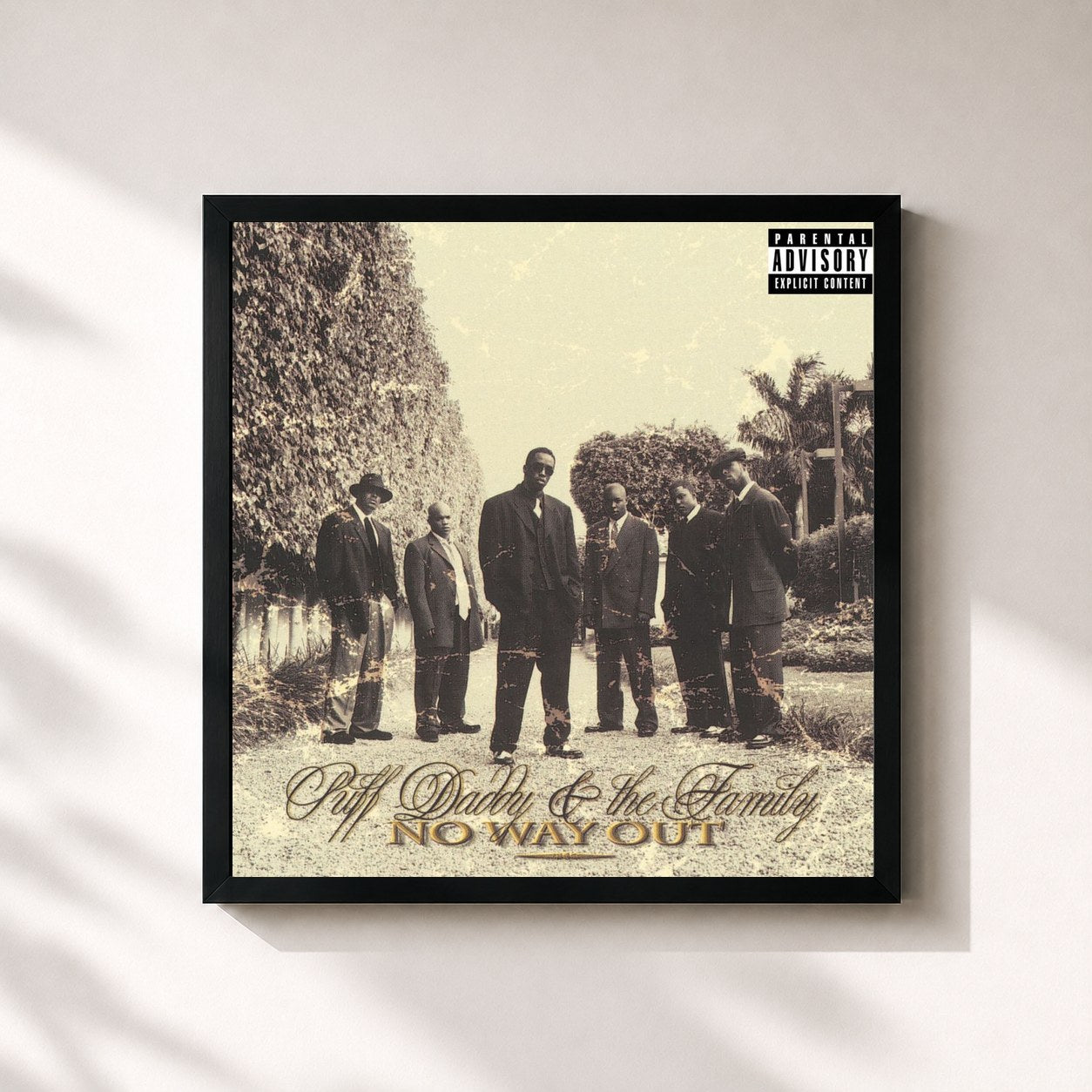 #noir Tableau carré de l'album No Way Out de Diddy, cadre noir 32x32 cm
