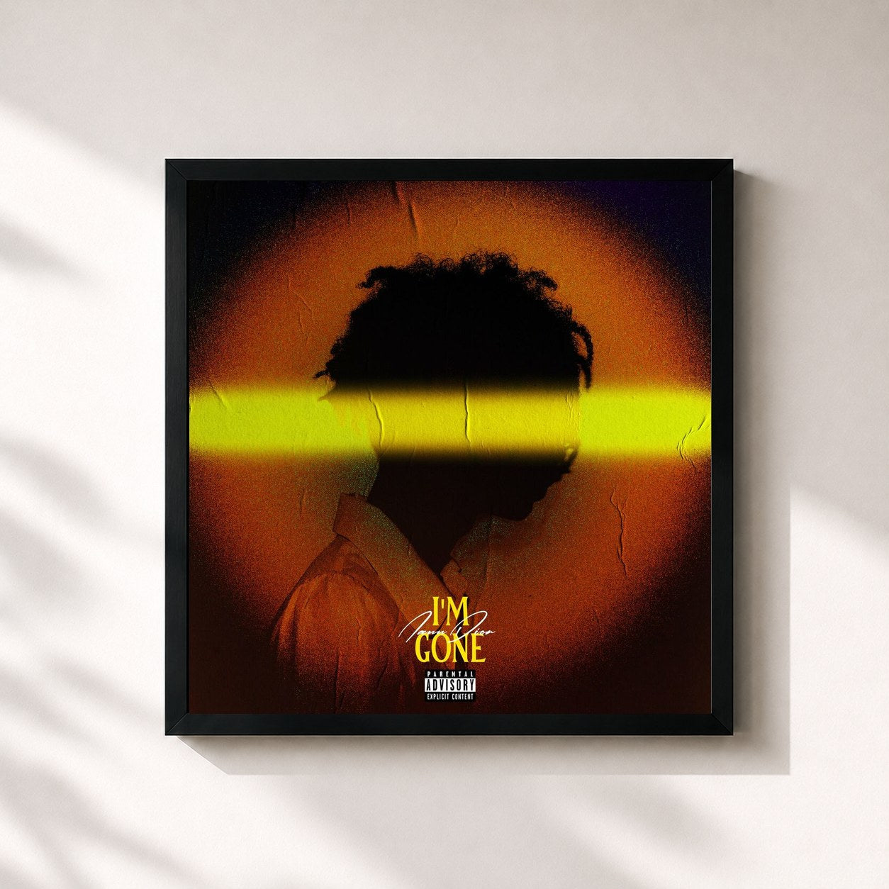 #noir Tableau carré de l'album I'm Gone de Iann Dior, cadre noir 32x32 cm