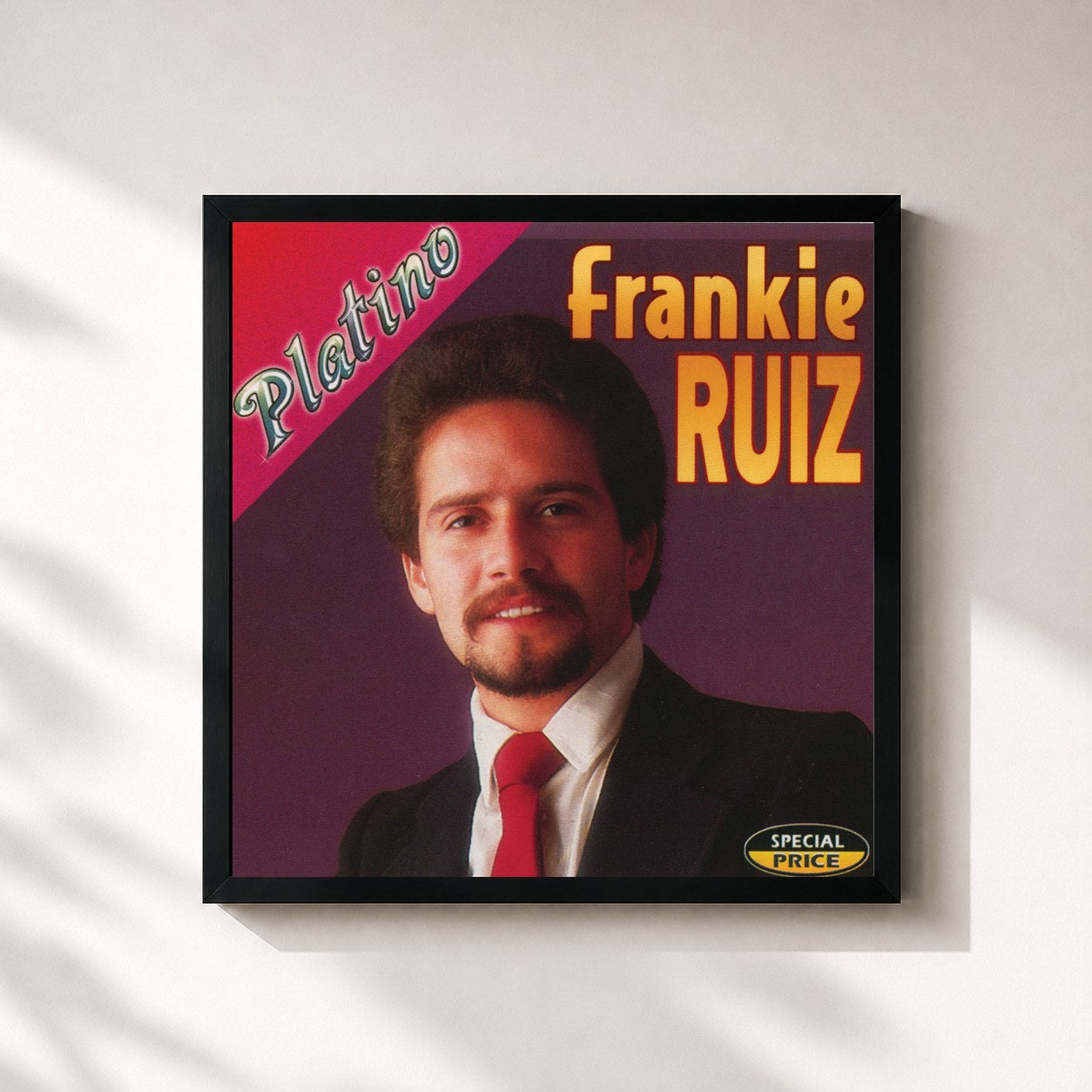 #noir Tableau carré de l'album Serie Platino: Frankie Ruíz de Frankie Ruiz, cadre noir 32x32 cm