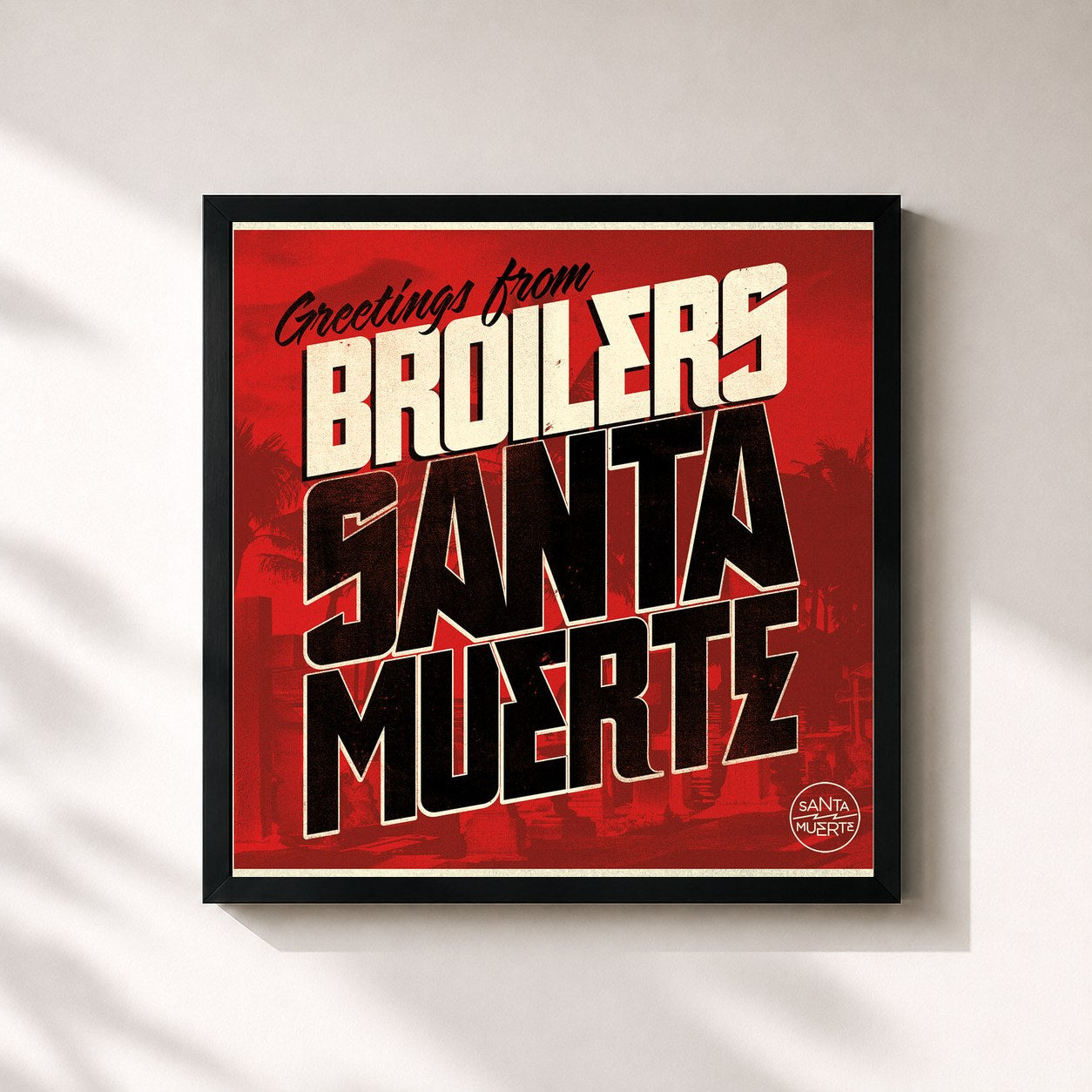 #noir Tableau carré de l'album Santa Muerte de Broilers, cadre noir 32x32 cm