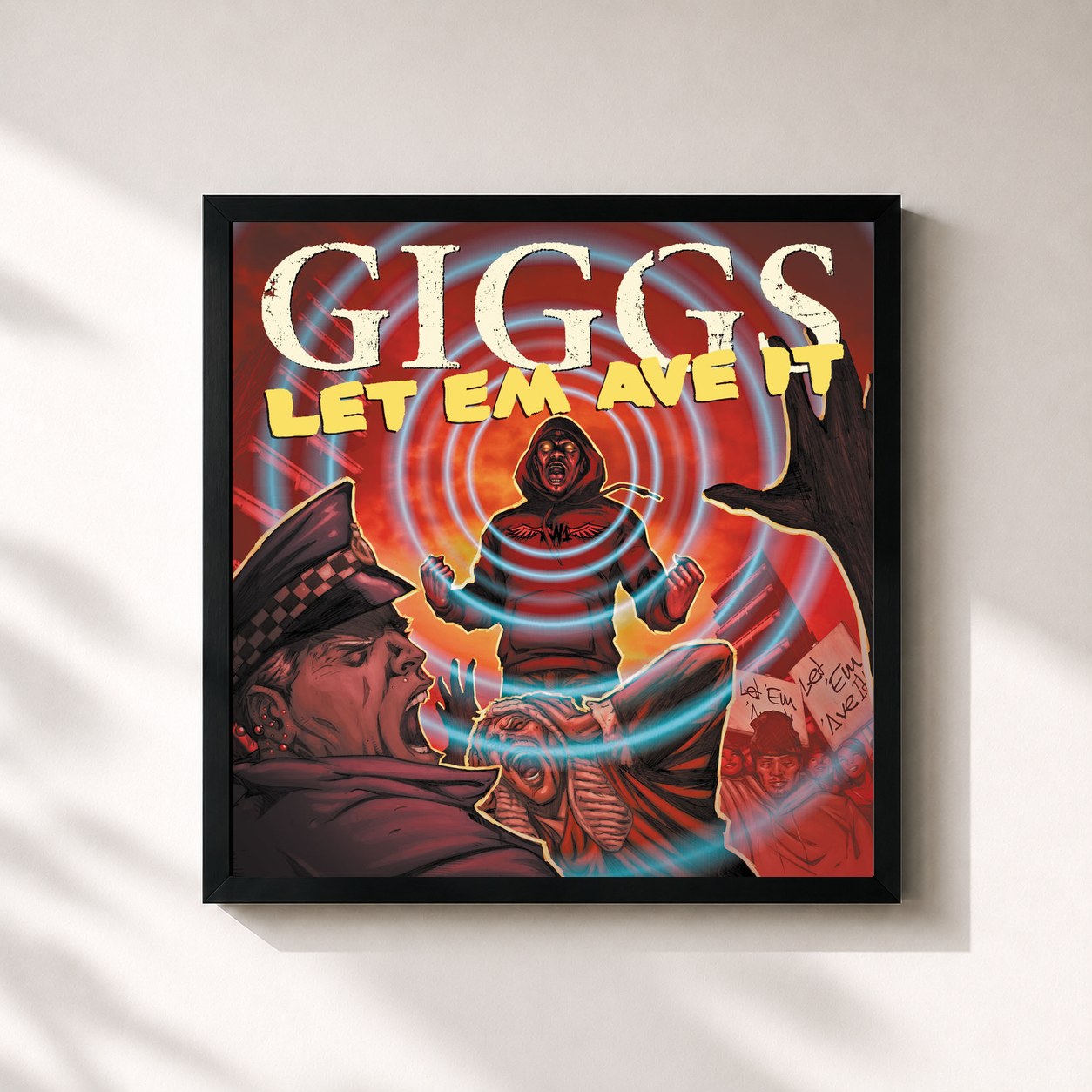 #noir Tableau carré de l'album Let Em Ave It de Giggs, cadre noir 32x32 cm