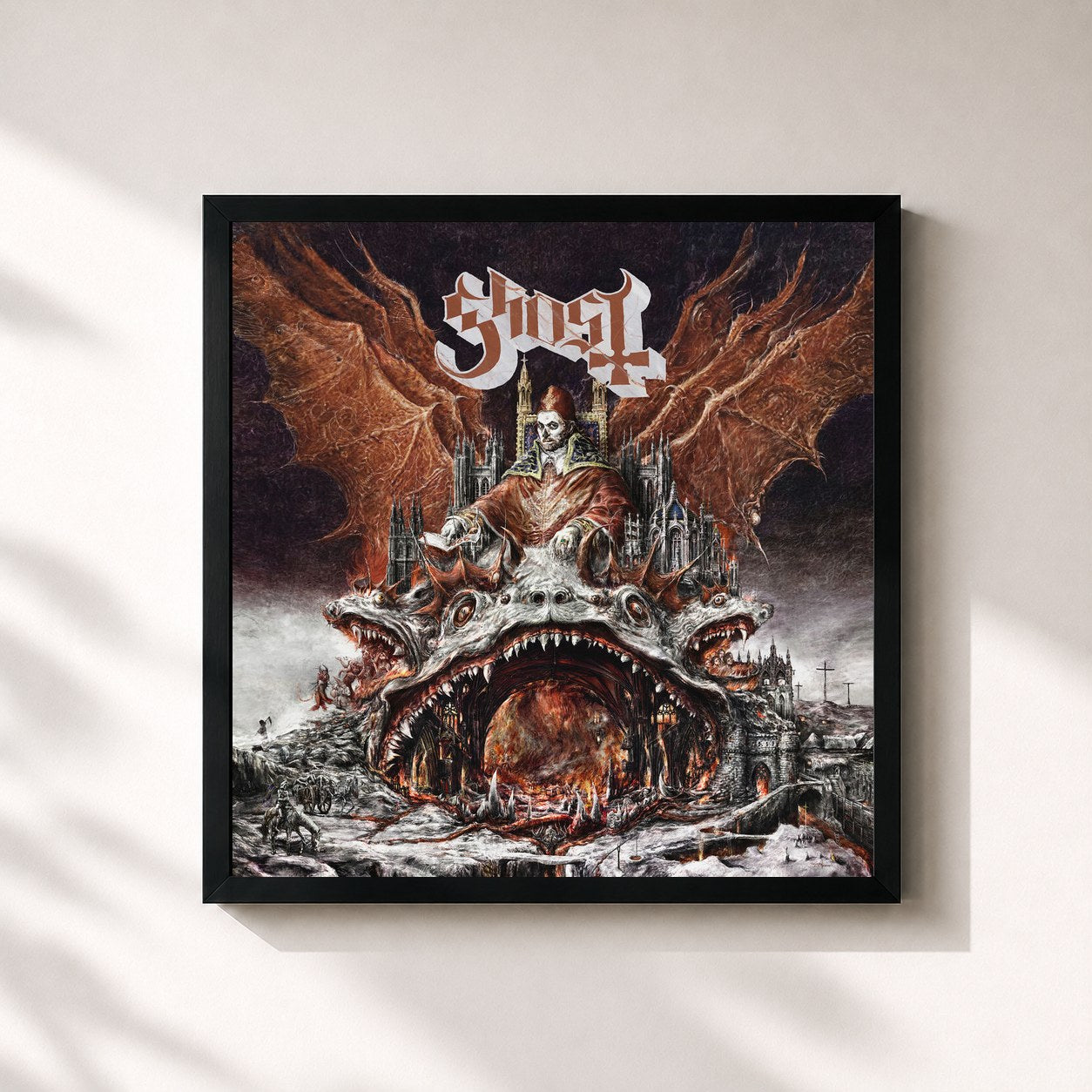 #noir Tableau carré de l'album Prequelle de Ghost, cadre noir 32x32 cm