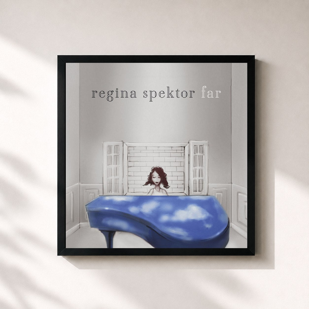 #noir Tableau carré de l'album Far de Regina Spektor, cadre noir 32x32 cm
