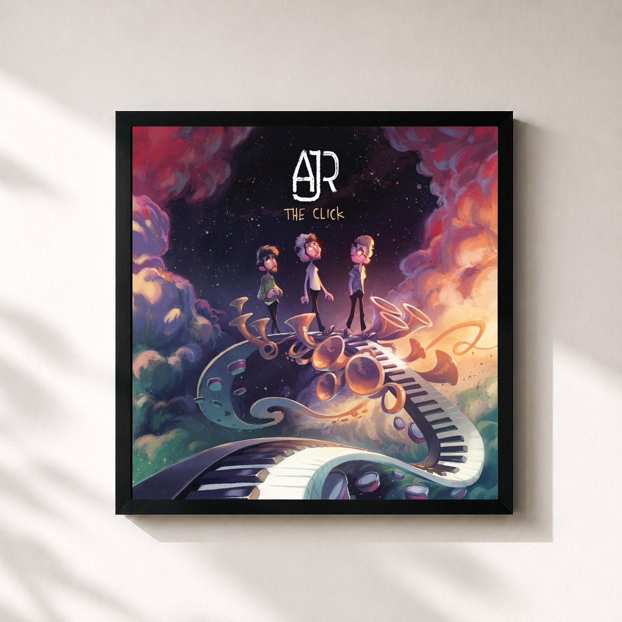 #noir Tableau carré de l'album The Click de AJR, cadre noir 32x32 cm