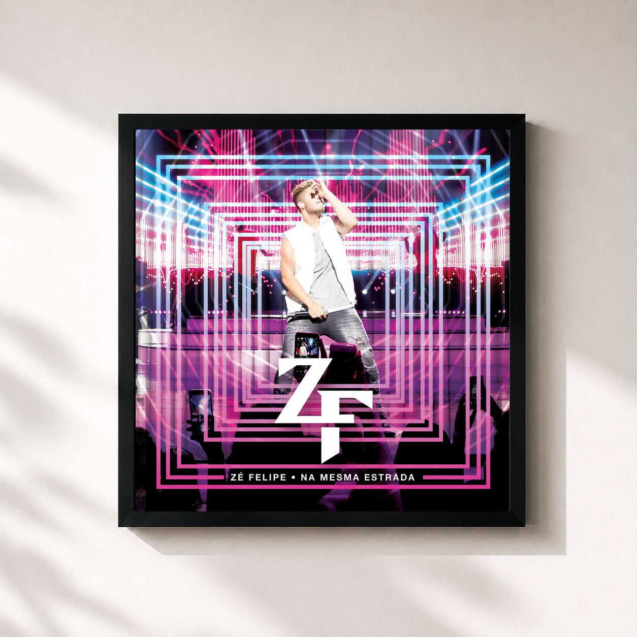 #noir Tableau carré de l'album Na Mesma Estrada de Zé Felipe, cadre noir 32x32 cm