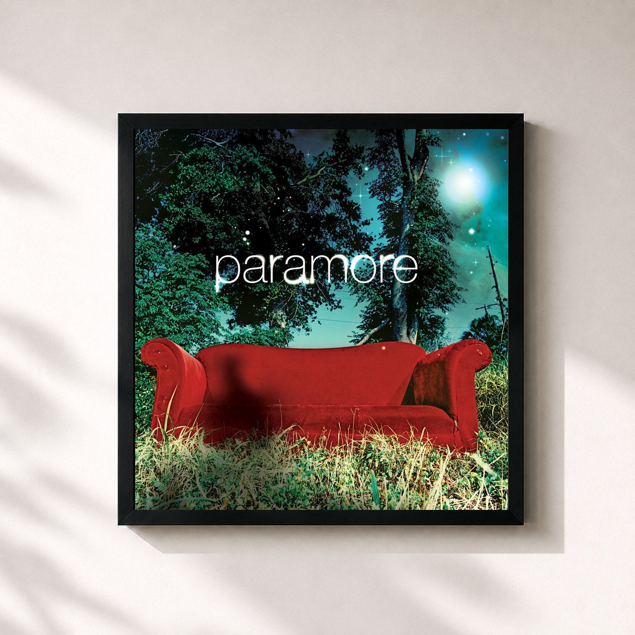 #noir Tableau carré de l'album All We Know Is Falling (Deluxe) de Paramore, cadre noir 32x32 cm