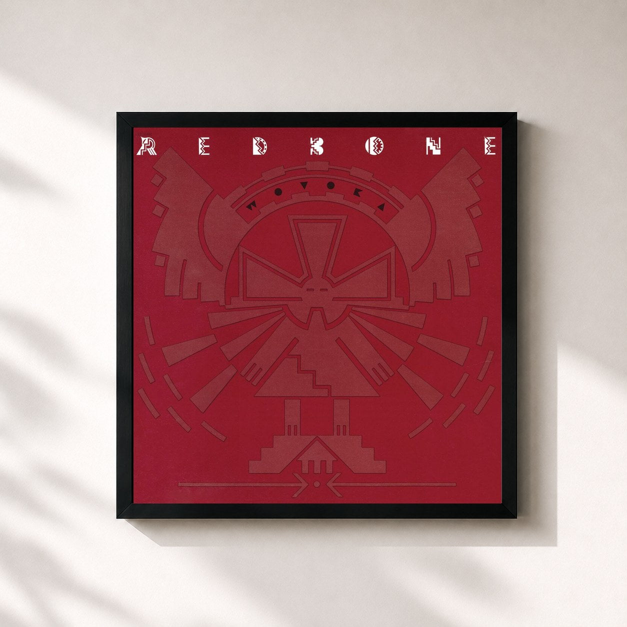 #noir Tableau carré de l'album Wovoka de Redbone, cadre noir 32x32 cm