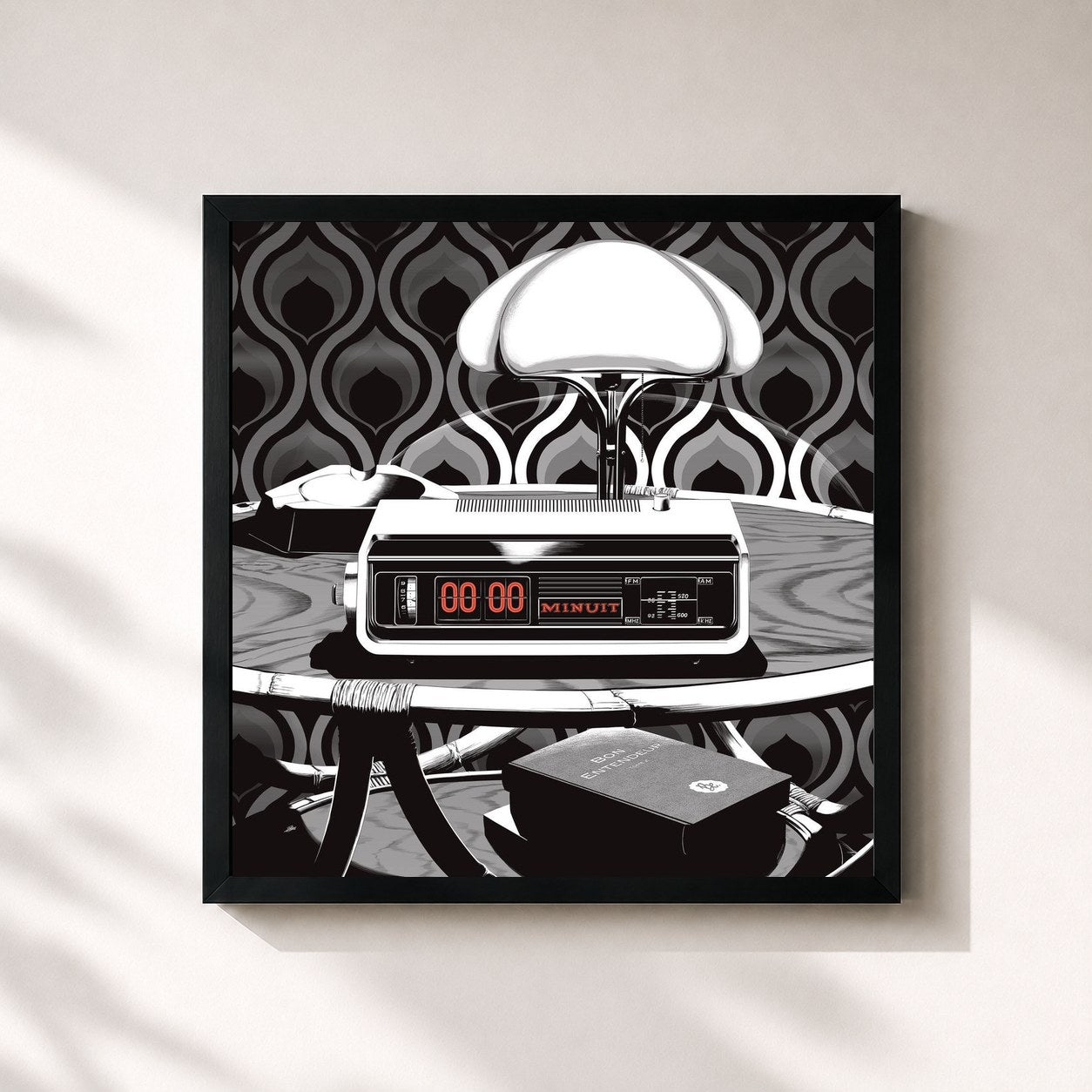 #noir Tableau carré de l'album Minuit de Bon Entendeur, cadre noir 32x32 cm