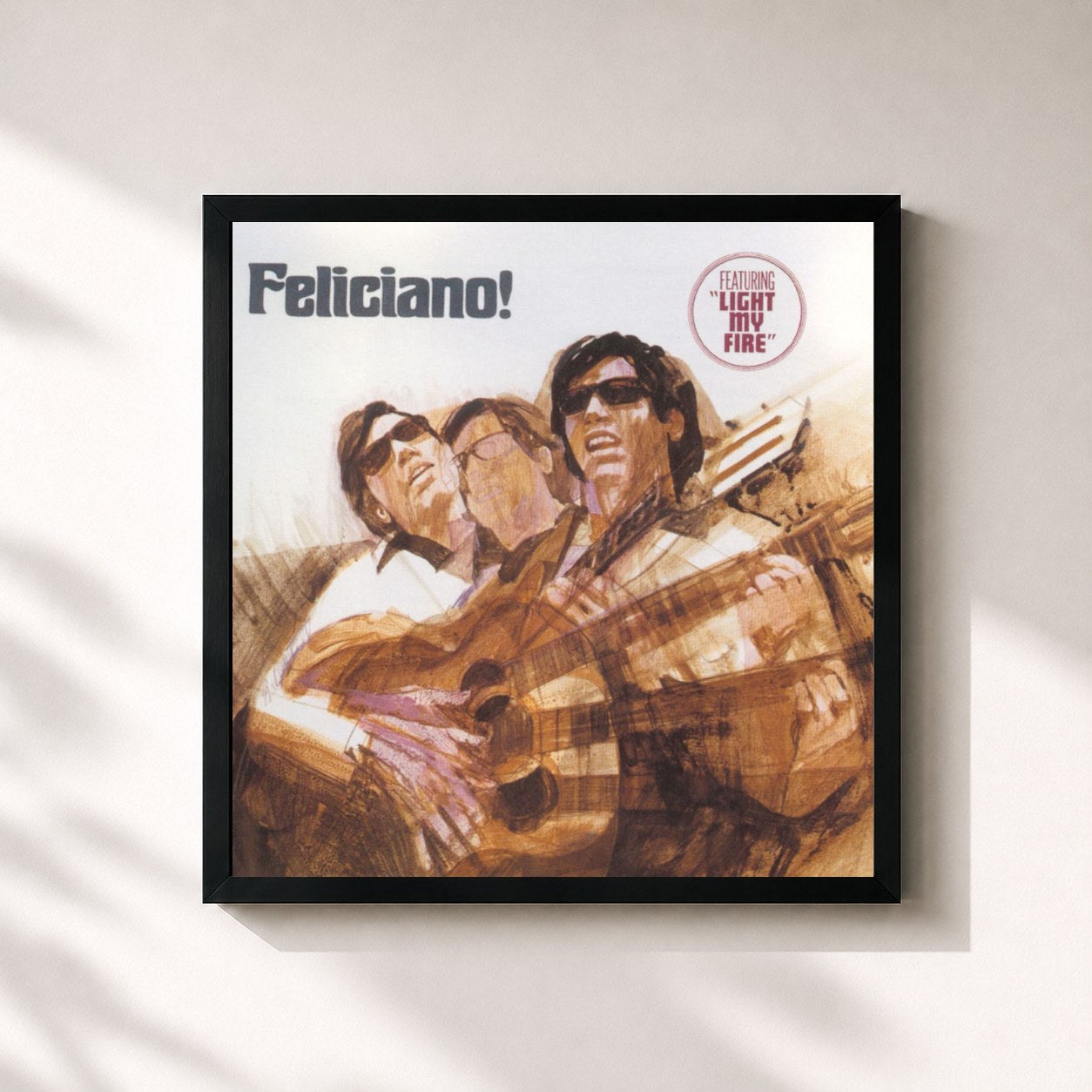 #noir Tableau carré de l'album Feliciano de José Feliciano, cadre noir 32x32 cm