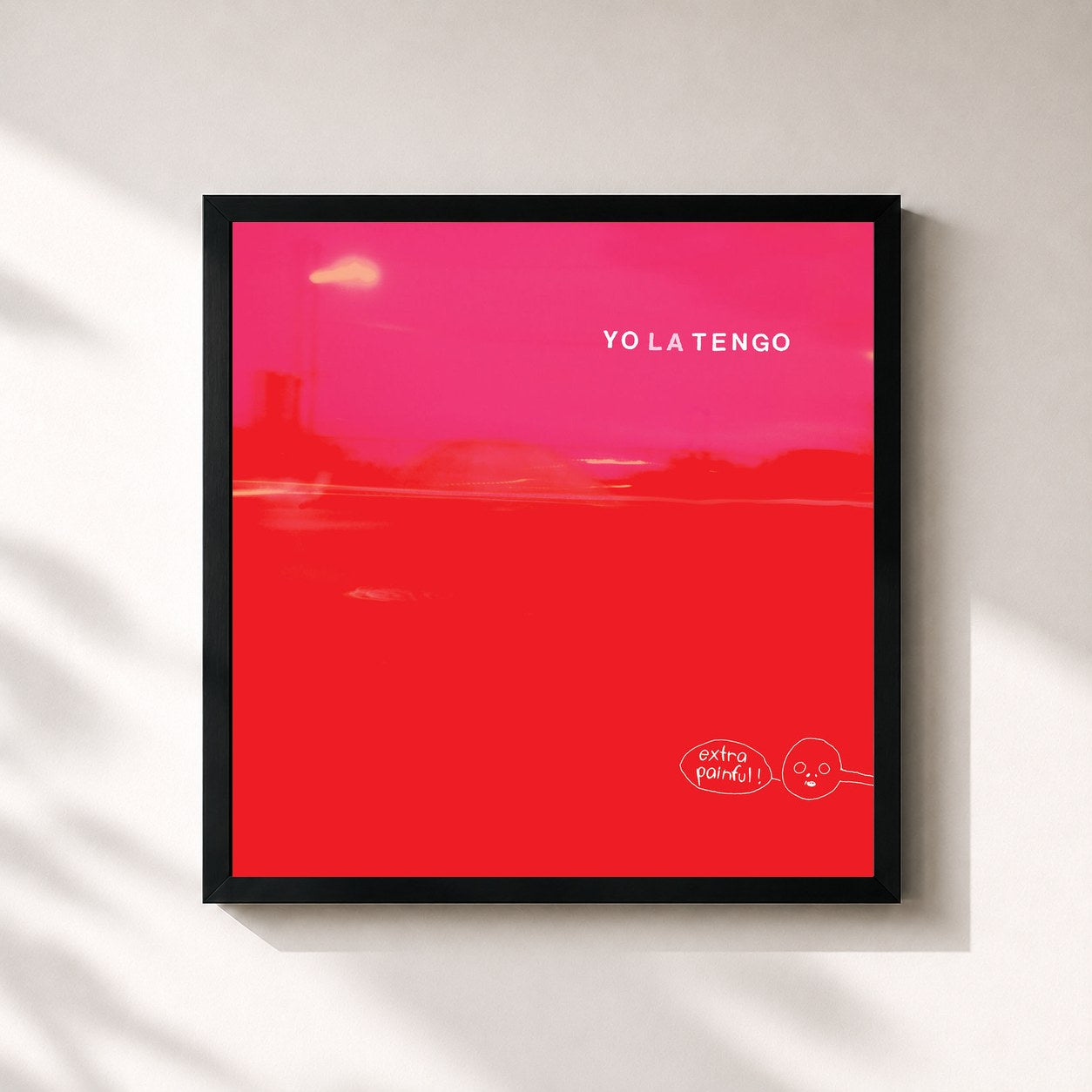 #noir Tableau carré de l'album Extra Painful de Yo La Tengo, cadre noir 32x32 cm