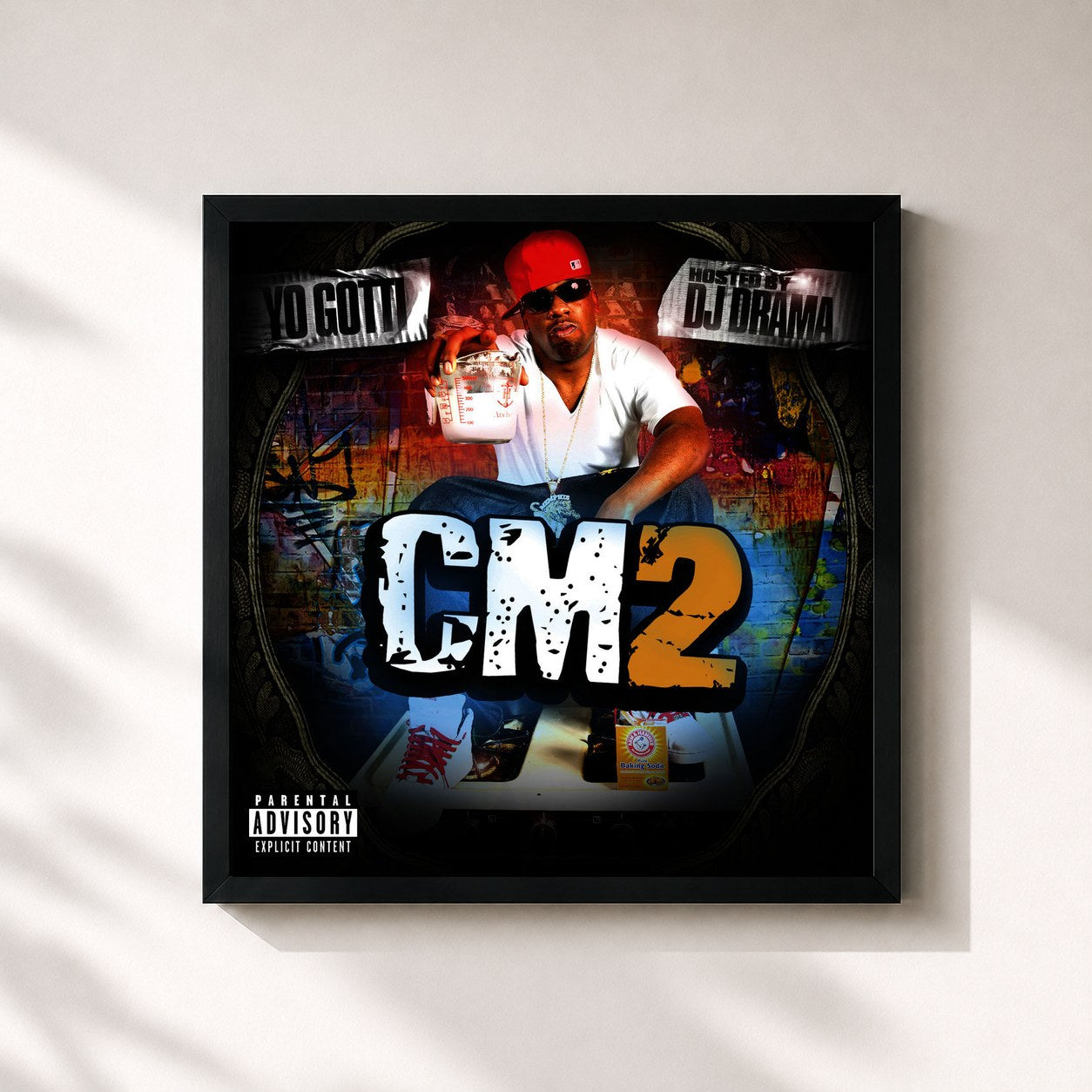 #noir Tableau carré de l'album CM2 de Yo Gotti, cadre noir 32x32 cm