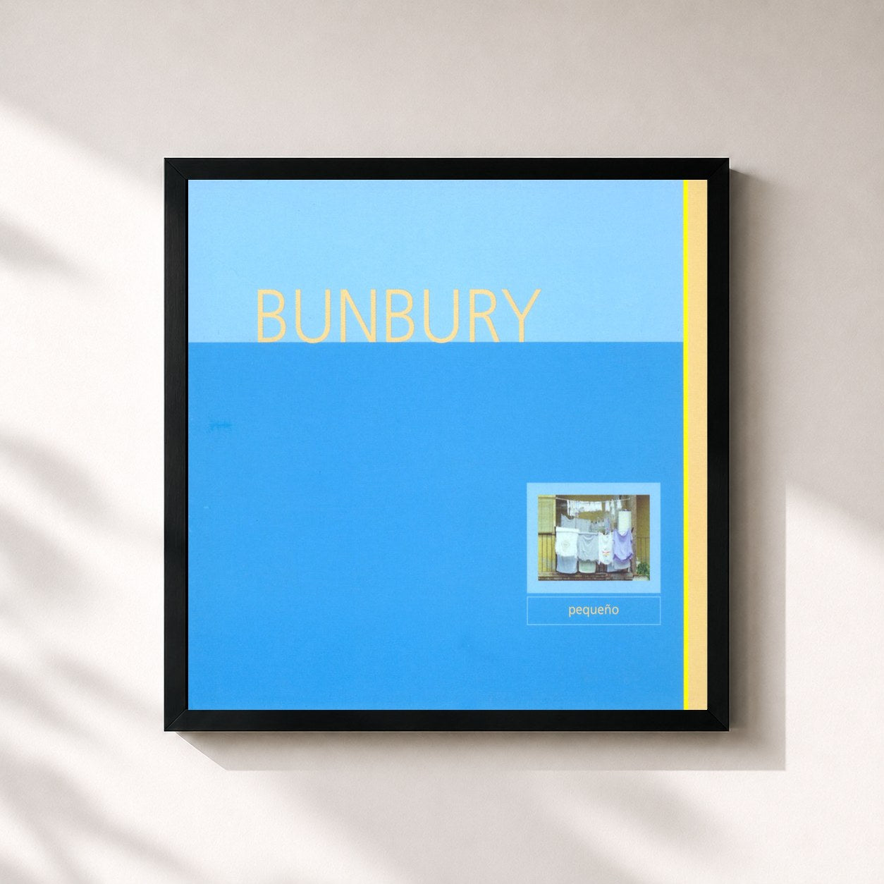 #noir Tableau carré de l'album Pequeño de Bunbury, cadre noir 32x32 cm