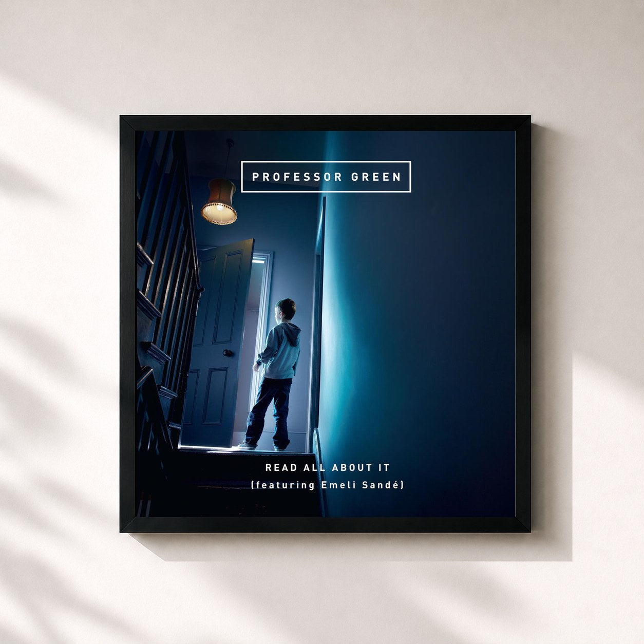 #noir Tableau carré de l'album Read All About It de Professor Green, cadre noir 32x32 cm
