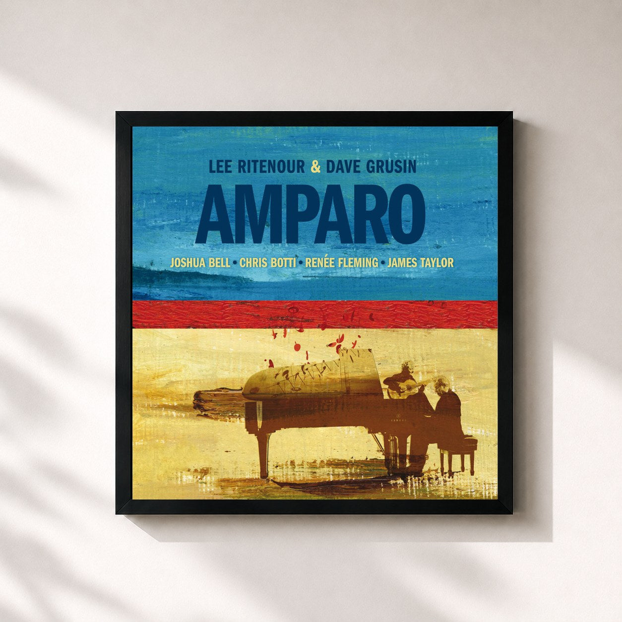 #noir Tableau carré de l'album Amparo de Lee Ritenour, cadre noir 32x32 cm