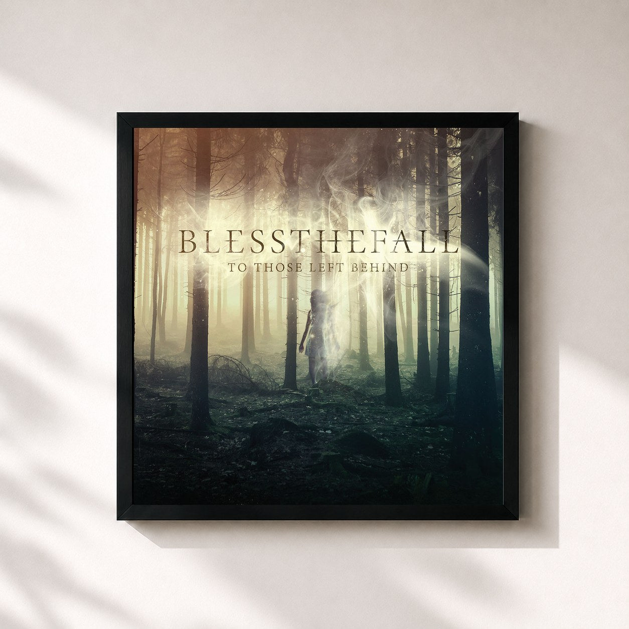 #noir Tableau carré de l'album To Those Left Behind de Blessthefall, cadre noir 32x32 cm