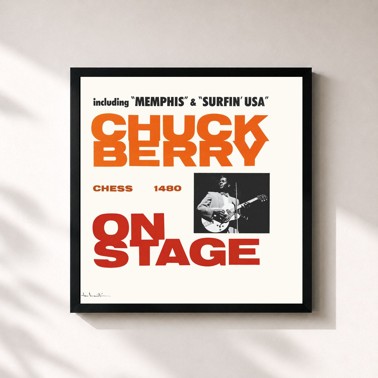 #noir Tableau carré de l'album Chuck Berry On Stage (Expanded Edition) de Chuck Berry, cadre noir 32x32 cm