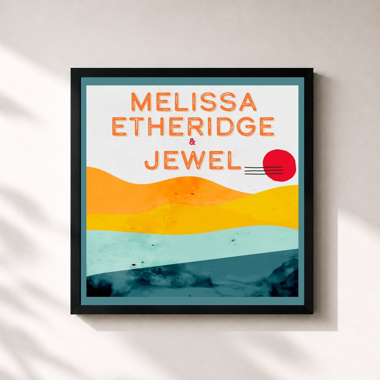#noir Tableau carré de l'album Melissa Etheridge X Jewel de Melissa Etheridge, cadre noir 32x32 cm