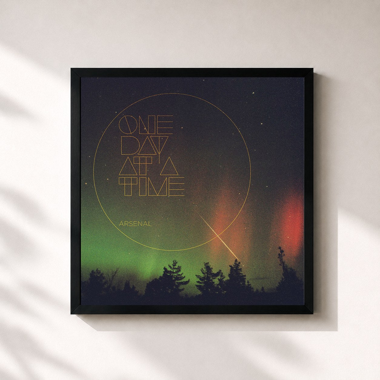 #noir Tableau carré de l'album One Day At A Time de Arsenal, cadre noir 32x32 cm