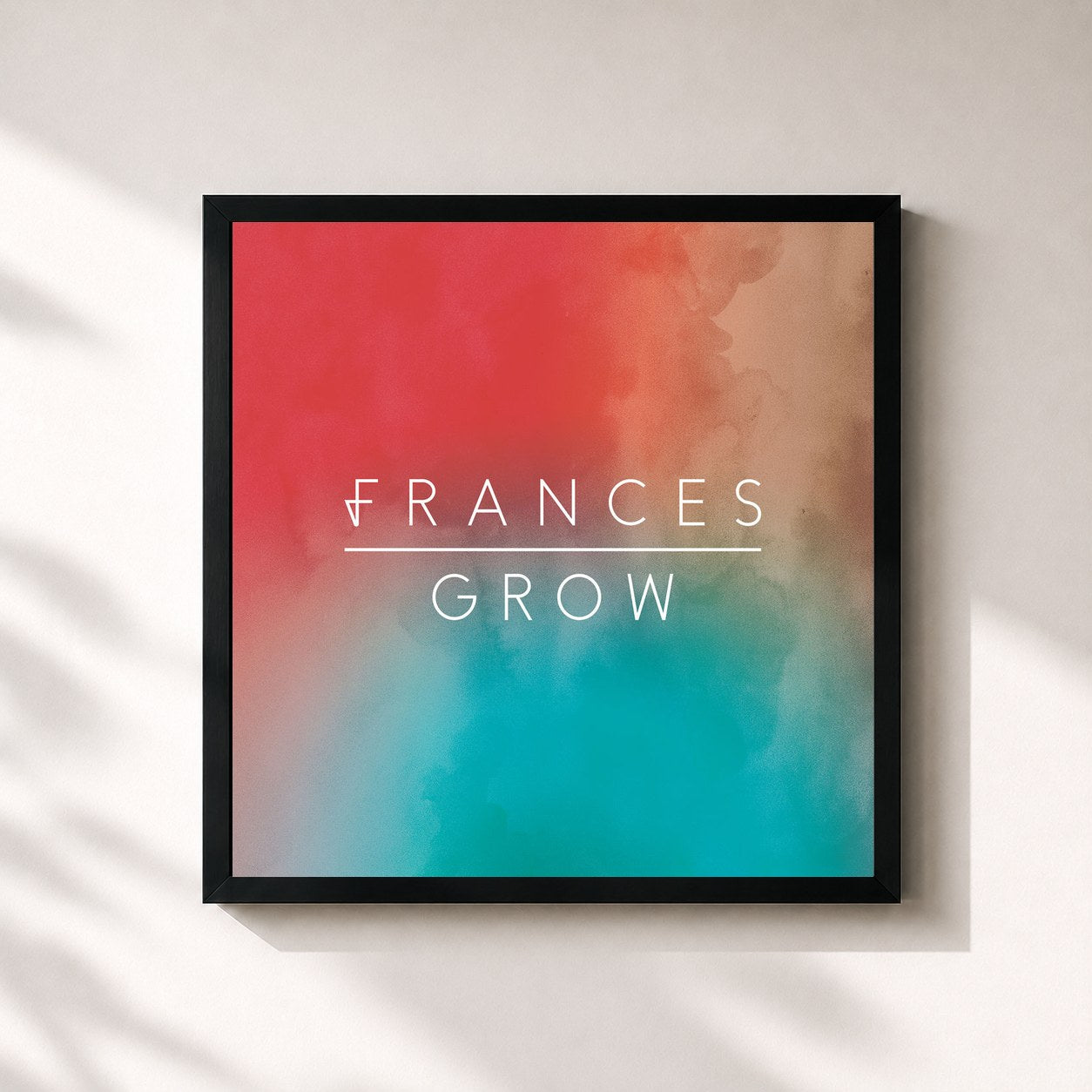 #noir Tableau carré de l'album Grow de Frances, cadre noir 32x32 cm