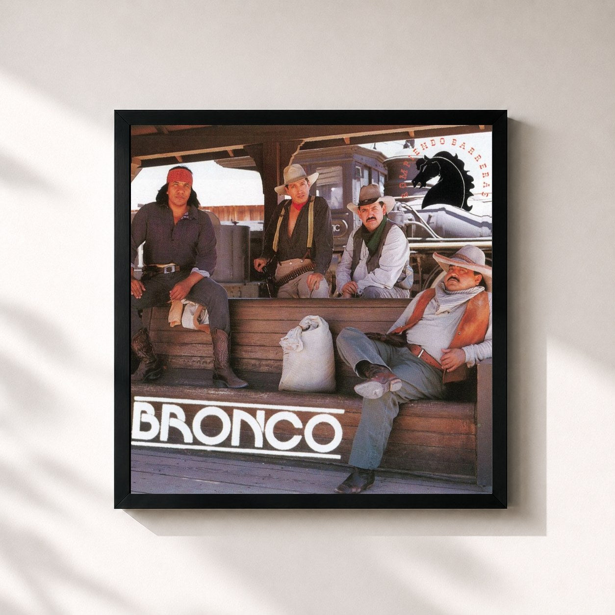 #noir Tableau carré de l'album Rompiendo Barreras de Bronco, cadre noir 32x32 cm