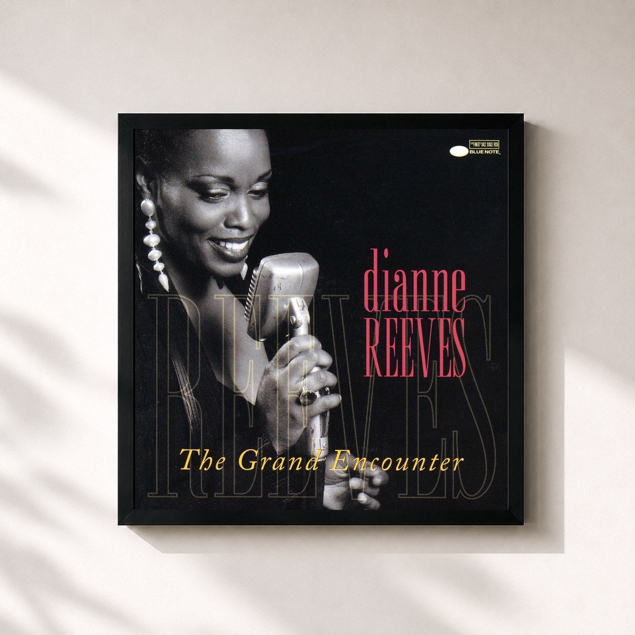 #noir Tableau carré de l'album The Grand Encounter de Dianne Reeves, cadre noir 32x32 cm