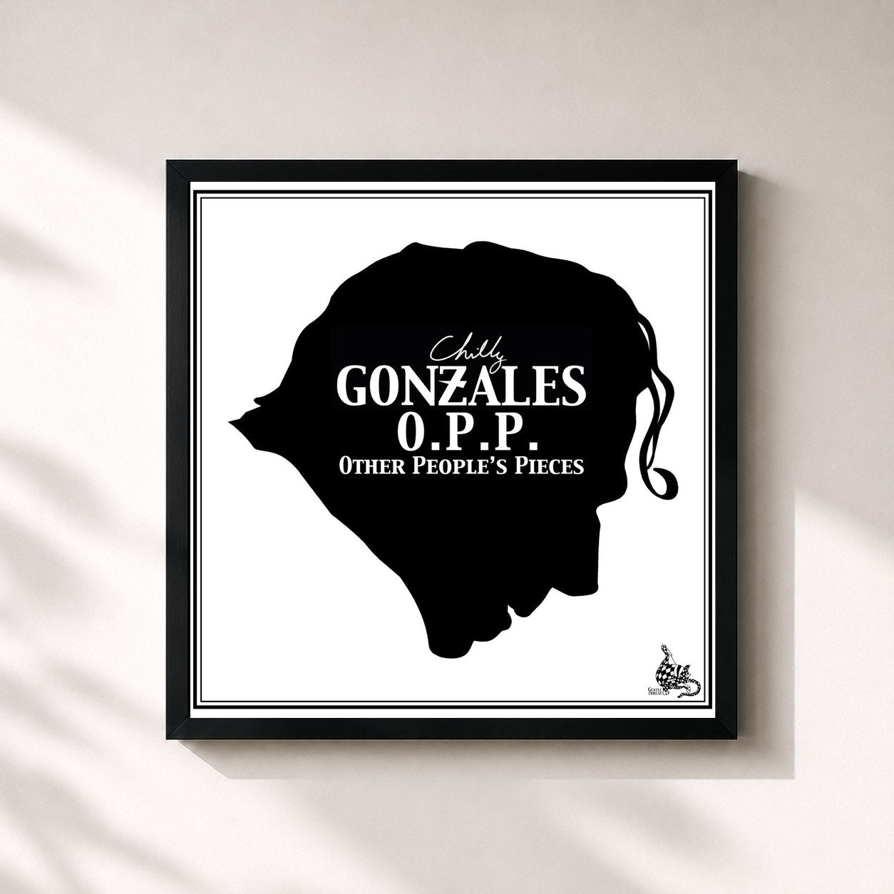 #noir Tableau carré de l'album Other People's Pieces de Chilly Gonzales, cadre noir 32x32 cm